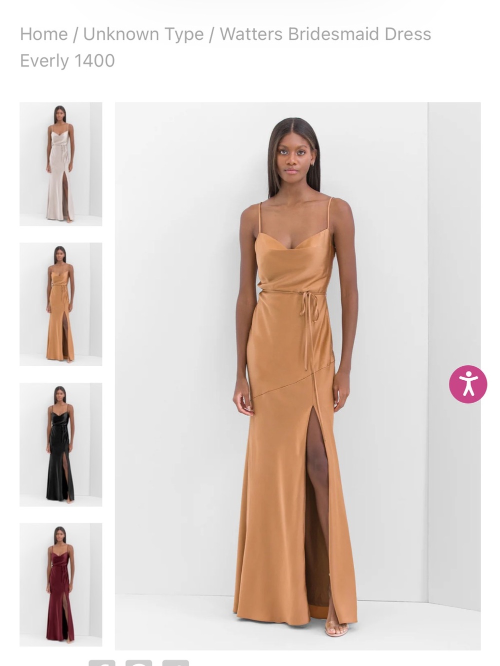 Watters Everly satin caramel gown - Picture 1 of 8